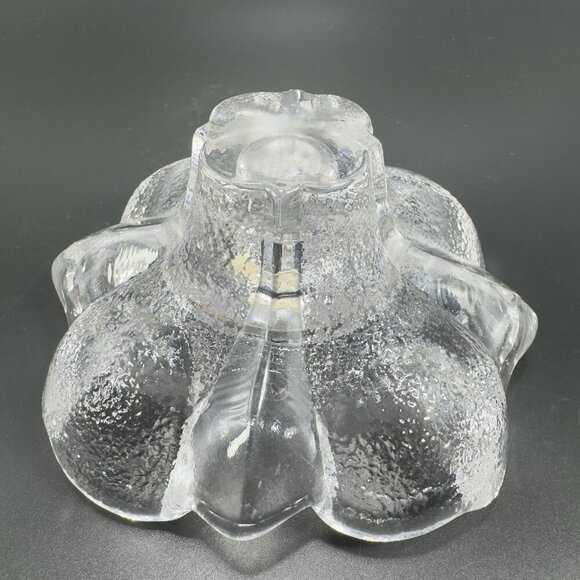 Orrefors Sweden Textured Scalloped Votive Candle Holder Clear Signed Glass VTG - Picture 5 of 15